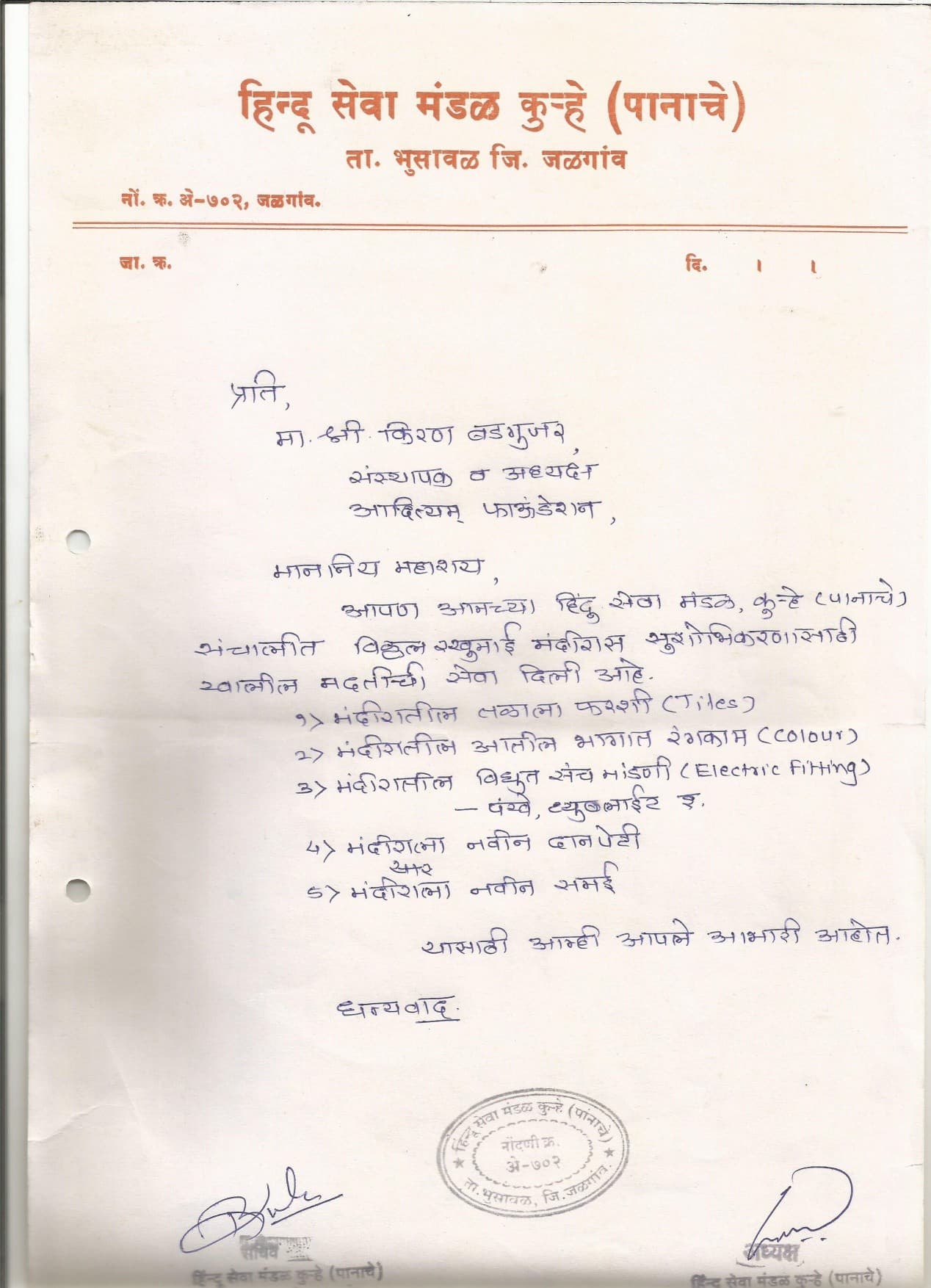 Temple Renovation Support